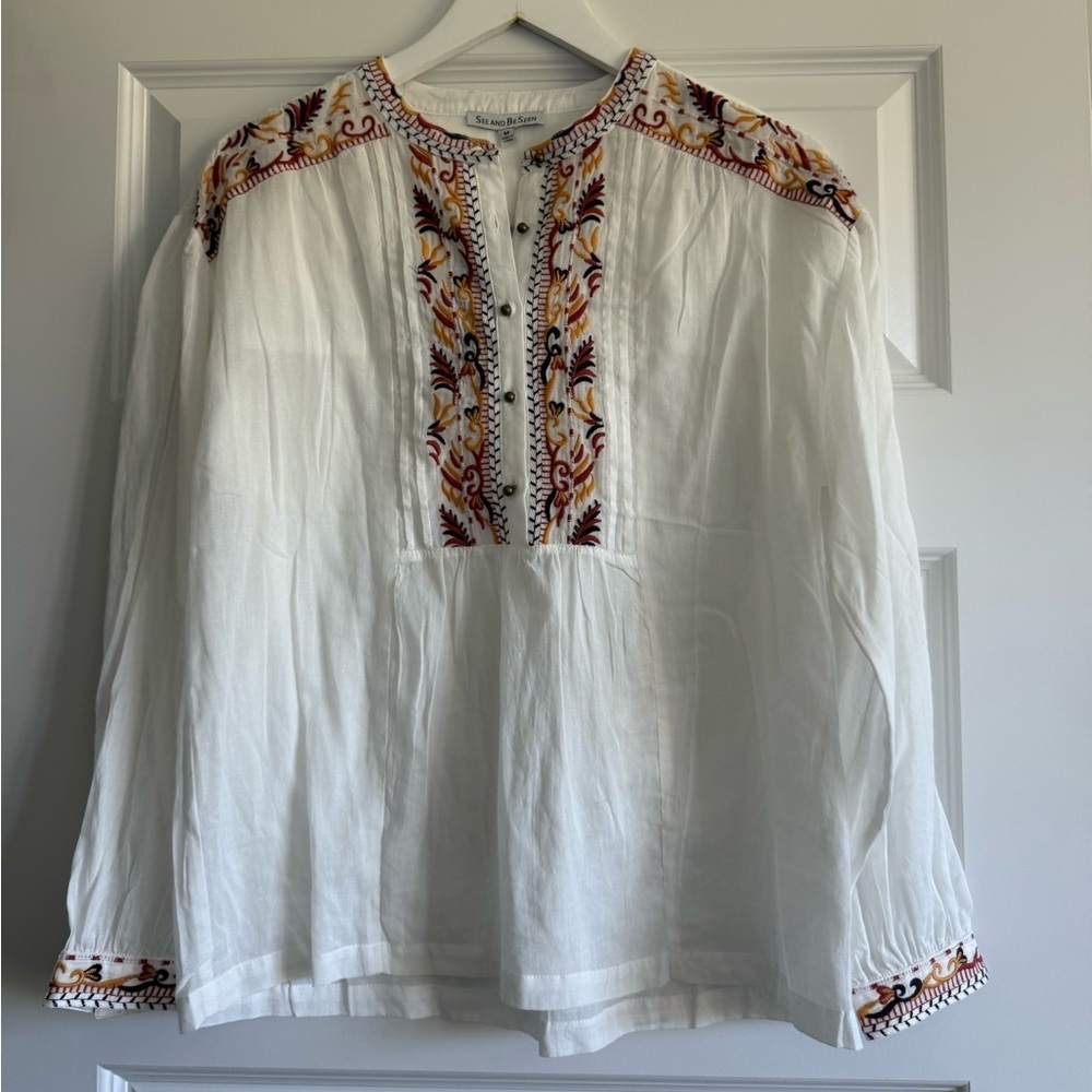 See And Be Seen Boho Embroidered Top NWT